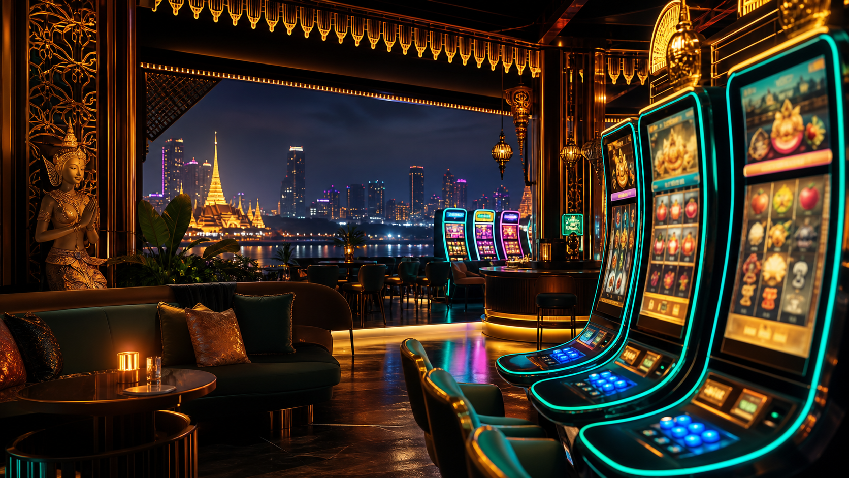 Bangkok-inspired social slot lounge artwork